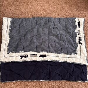 Reversible Gray and Navy Bedding Blanket